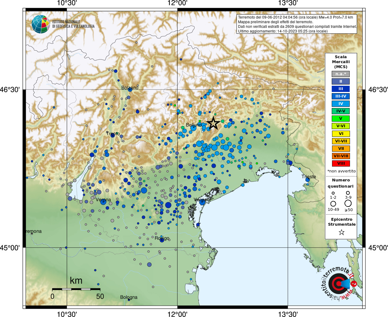 Earthquake 6 km W Barcis (PN), Magnitude Mw 4.0, 9 June 2012 time 04:04:56 (Timezone ...